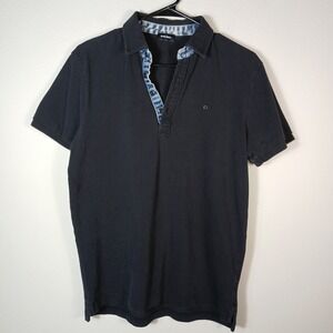 Diesel Short‎ Sleeve Cotton Mens M, Denim Collar Designer Black Polo Shirt AC81